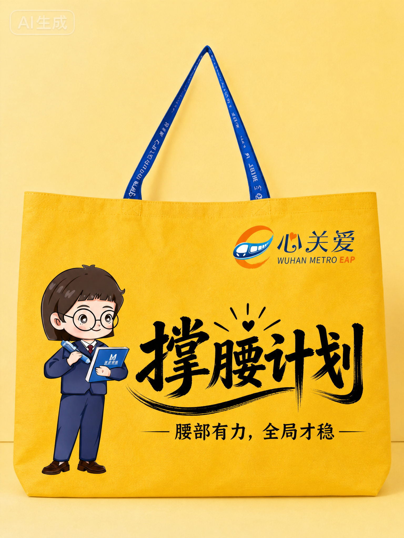 基于参考图进行修改：1. 将帆布袋右上角的"爱悅广场"logo… - 图片创意预览