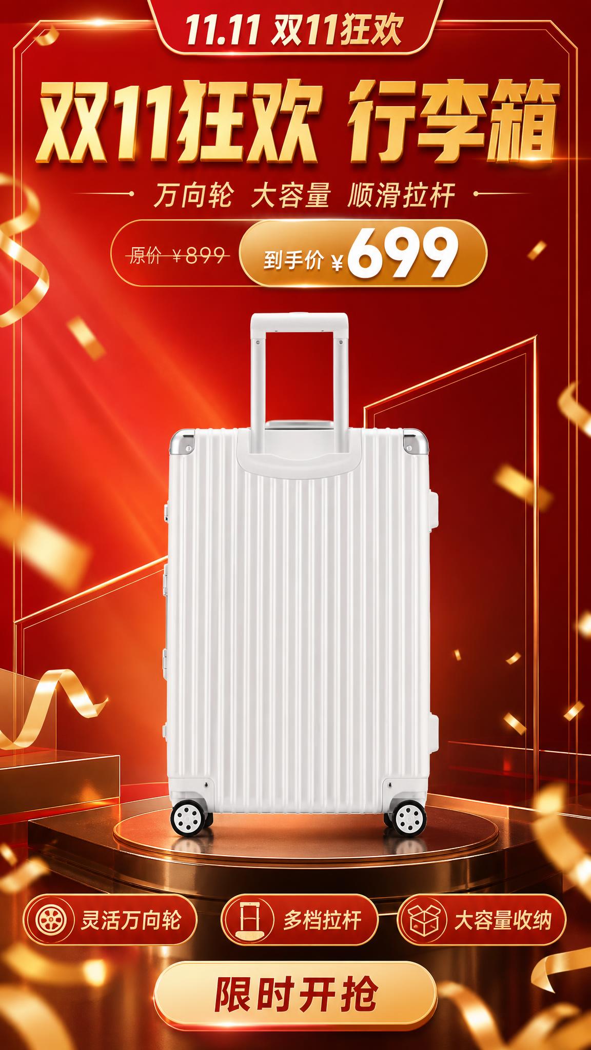 将上传的商品图改造为一张 9:16 竖版双 11 电商促销海报… - 图片创意预览