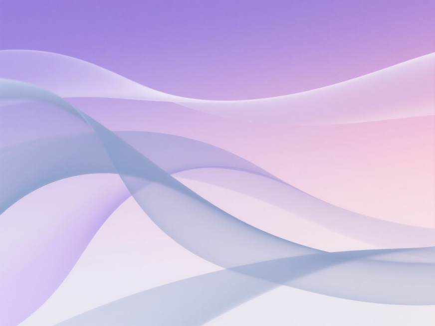 极简抽象风格背景，以柔和的薰衣草紫与淡粉色为渐变主色调，融合浅灰蓝作为过渡色，营造出梦幻宁静的氛围。画面中包含多组流畅飘逸的曲线，线条呈现出细腻的磨砂质感，带有轻微的光晕效果，仿佛是用半透明的丝绸在渐变背景上轻轻划过，整体视觉层次简洁而富有韵律感，色调和谐统一且具有现代设计感。预览效果