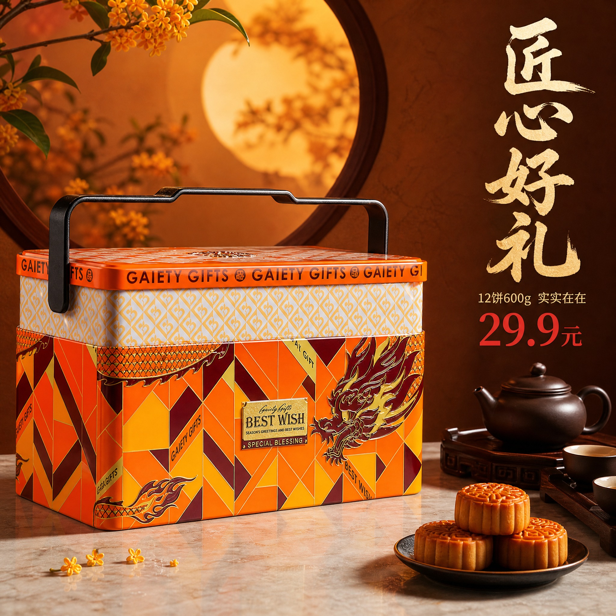 [主图-3] 礼盒细节特写 突出铁盒工艺质感与龙纹细节 中式氛… - 图片创意预览