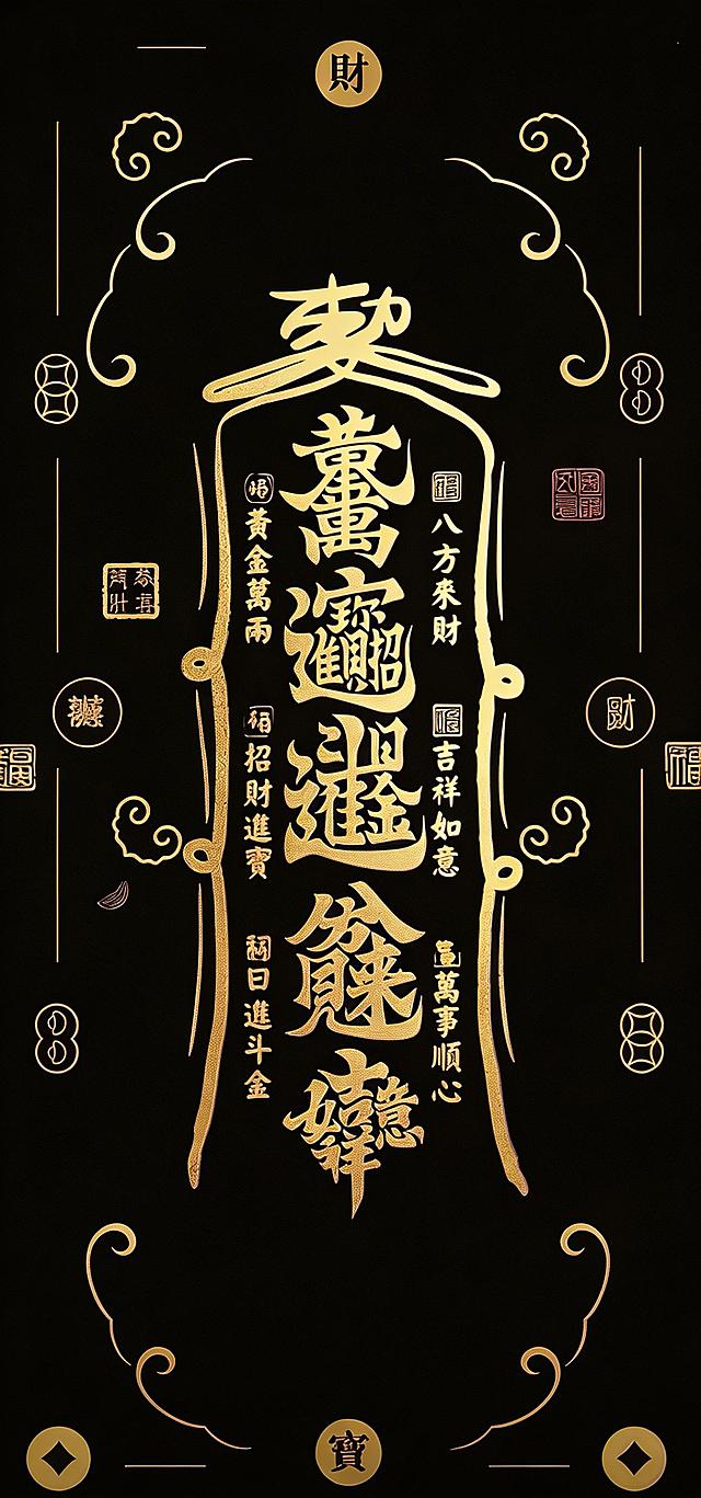 将紫色背景改为纯黑色，保留所有金色文字和装饰图案内容完全不变