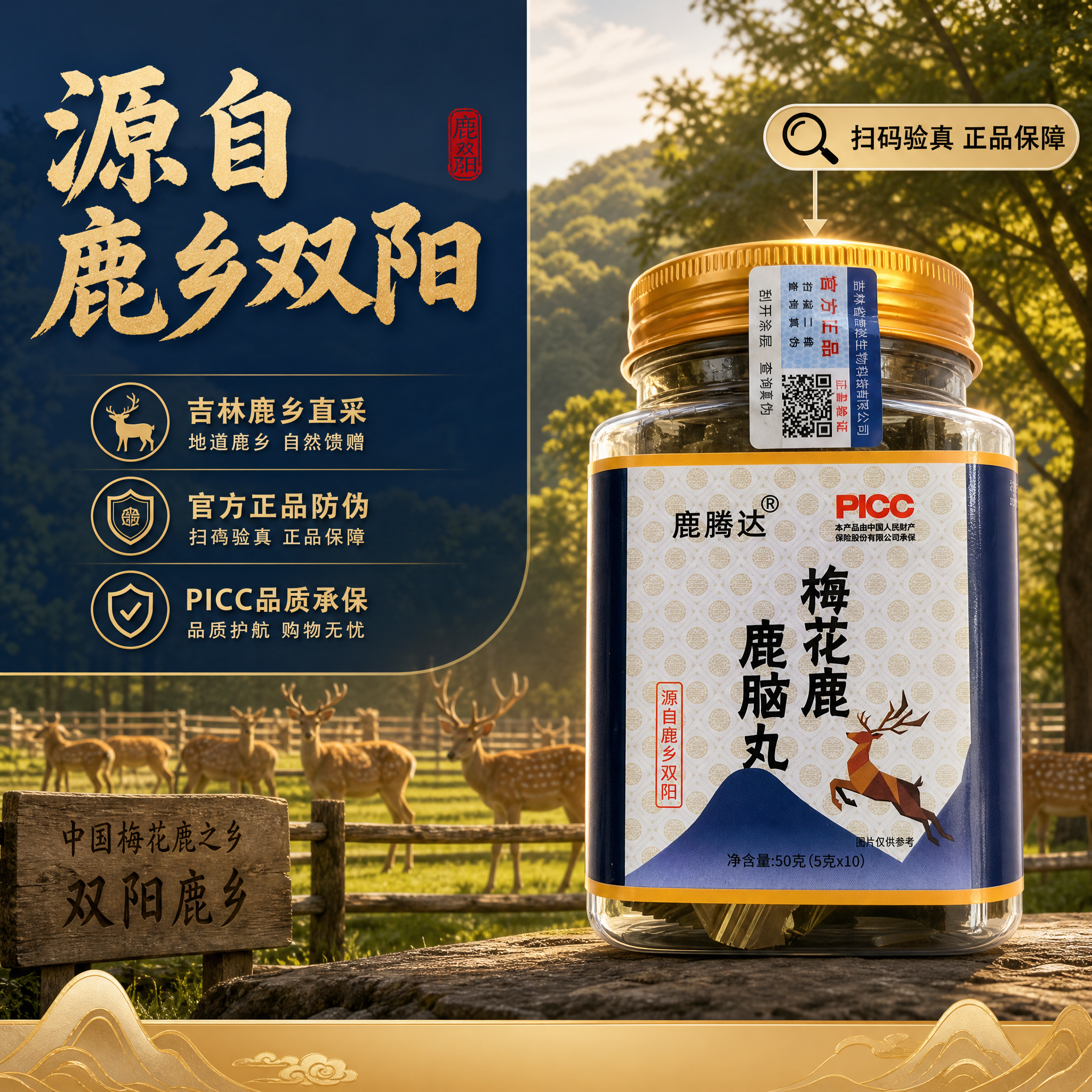 [主图-2] 产地溯源与正品保障，强化鹿乡双阳产地背书和官方正… - 图片创意预览