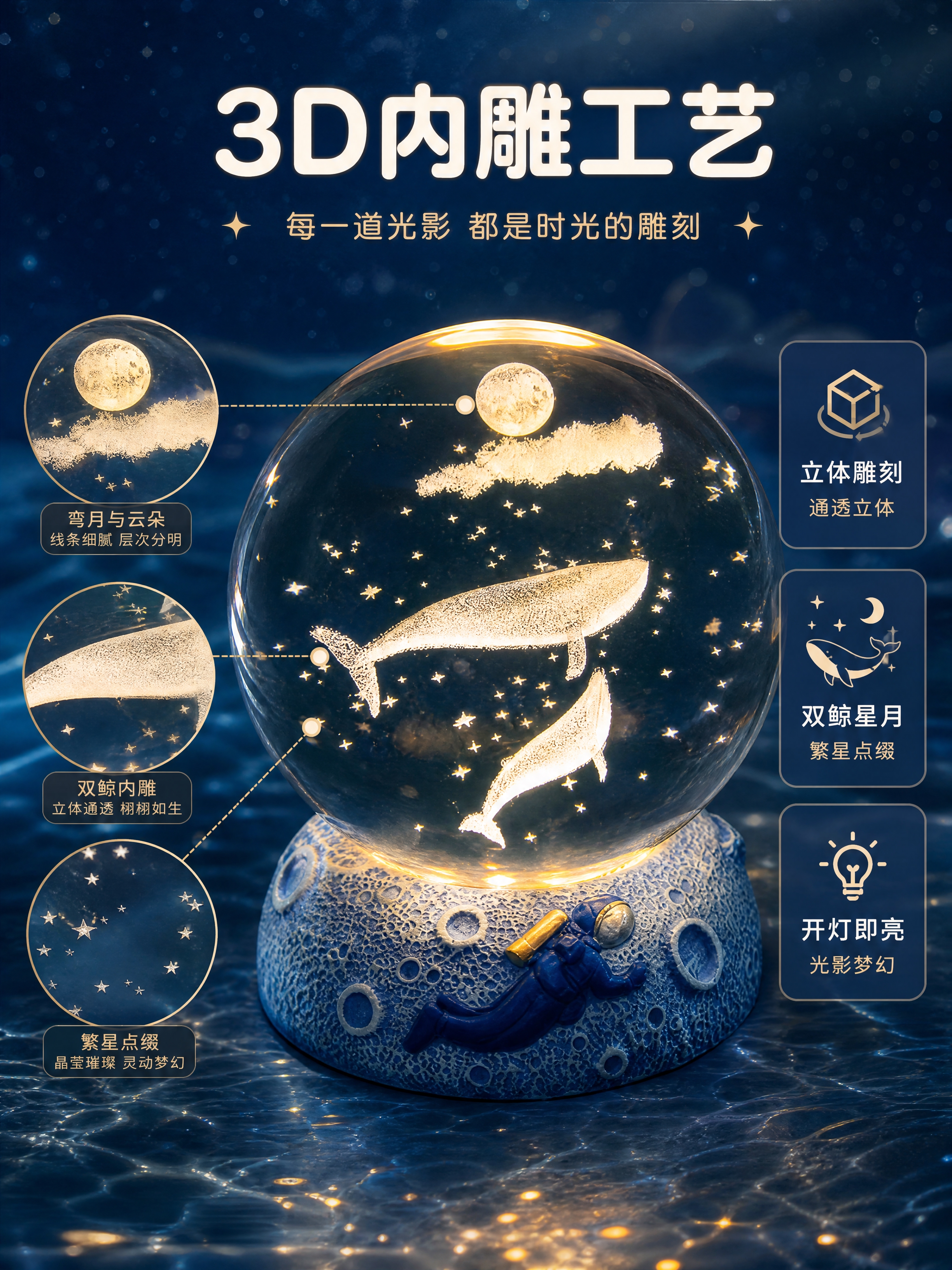 [商品] 使用【图5】水晶球小夜灯；保留透明水晶球体、内部3D… - 图片创意预览