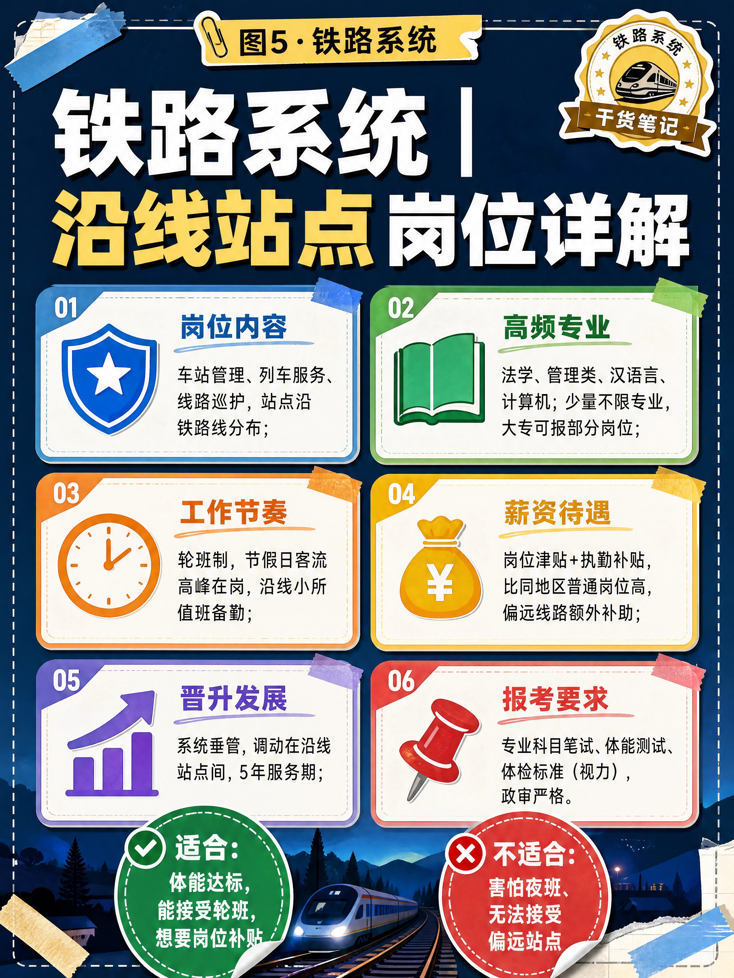 小红书笔记封面，手账拼贴风，铁路系统岗位介绍干货，版式精美，小… - 图片创意预览