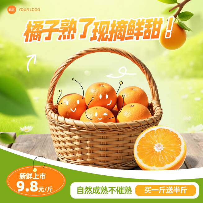 食品生鲜橙子橘子营销商品主图预览效果