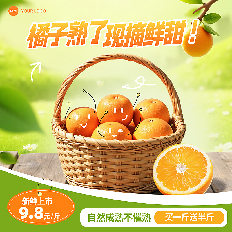 食品生鲜橙子橘子营销商品主图