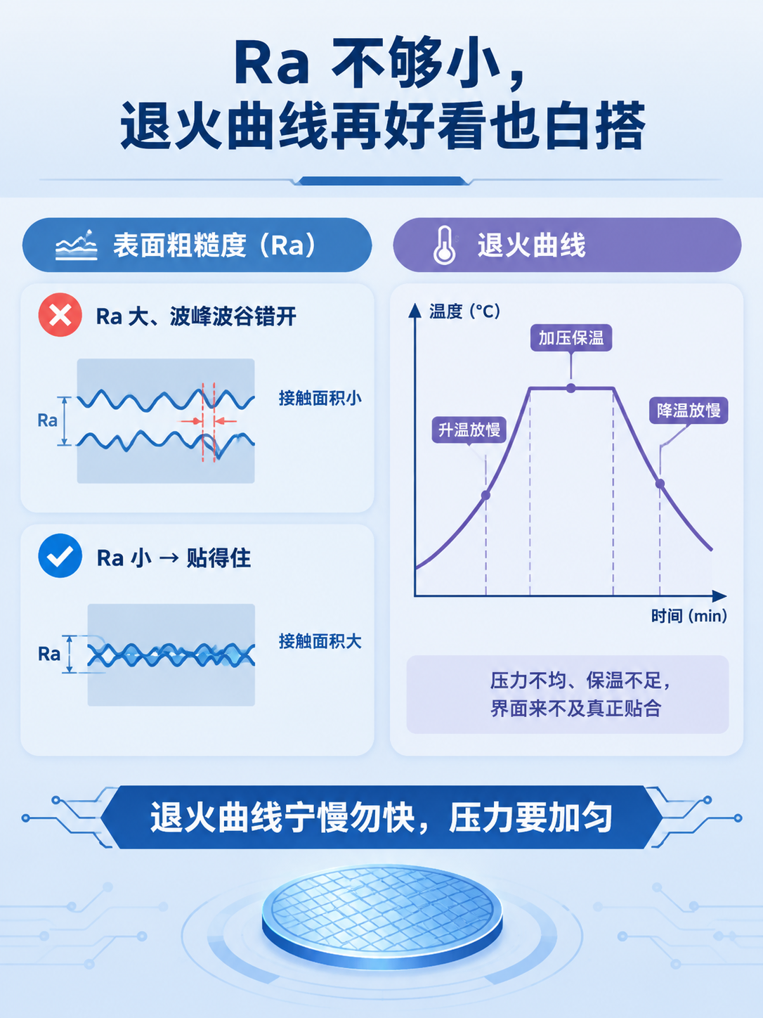 晶圆键合起泡成因三+四科普海报，扁平插画风格，科技感专业简洁。… - 图片创意预览