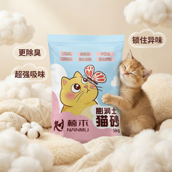 我是在拼多多卖猫砂的 帮我设计十张主图 可爱一点 最好有小猫预览效果