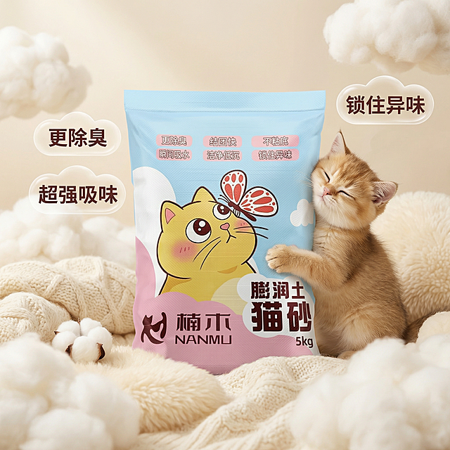 我是在拼多多卖猫砂的 帮我设计十张主图 可爱一点 最好有小猫