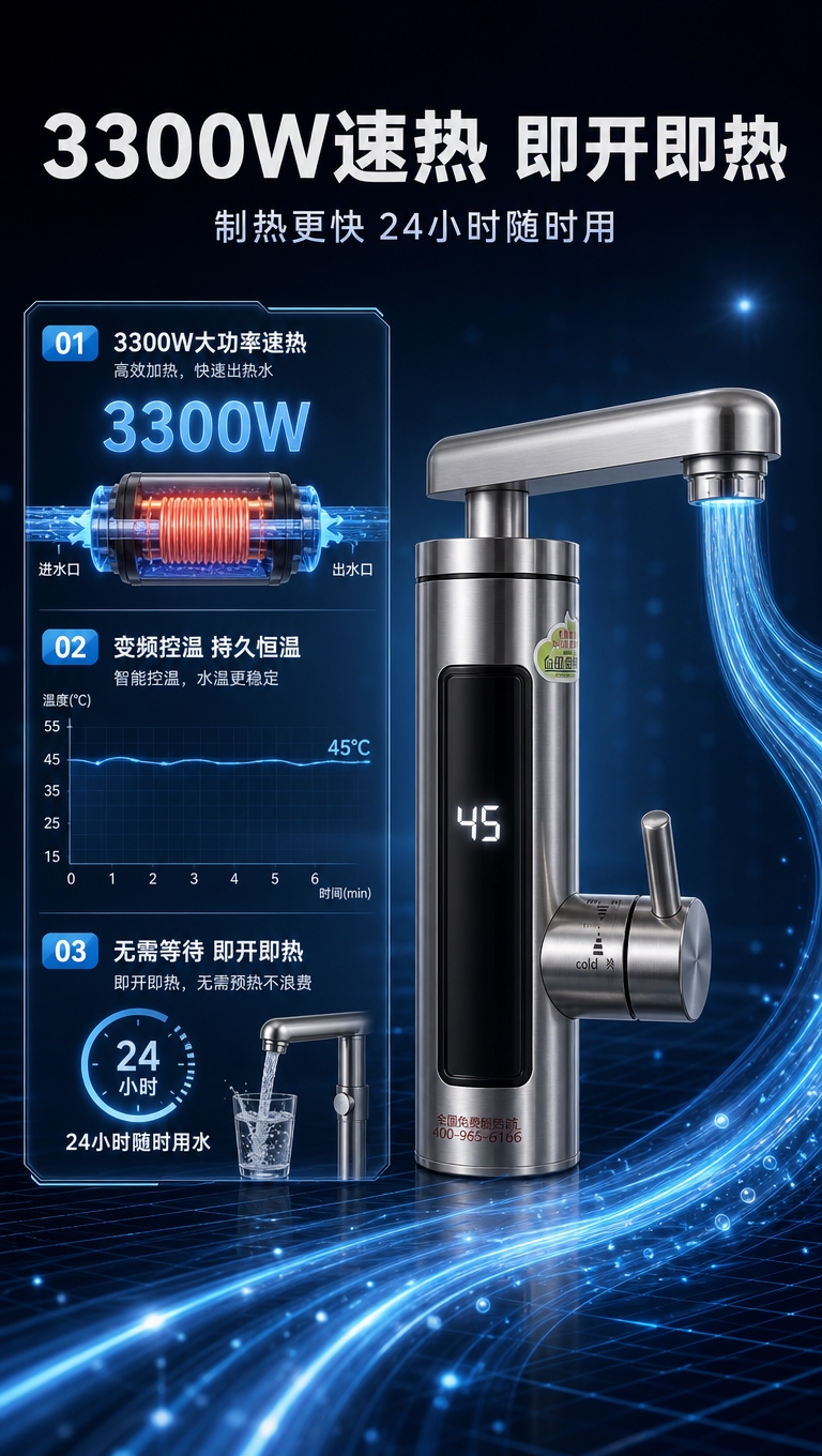 [商品] 使用【图5】不锈钢即热式电热水龙头（弯管朝右视角）；… - 图片创意预览