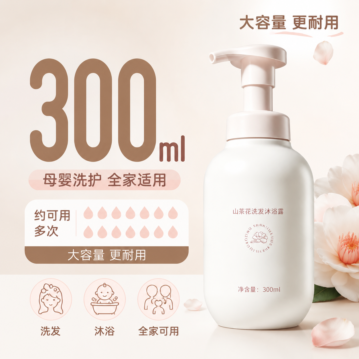 [主图-6] 主题：300ml大容量 母婴全家够用。容量规格与… - 图片创意预览