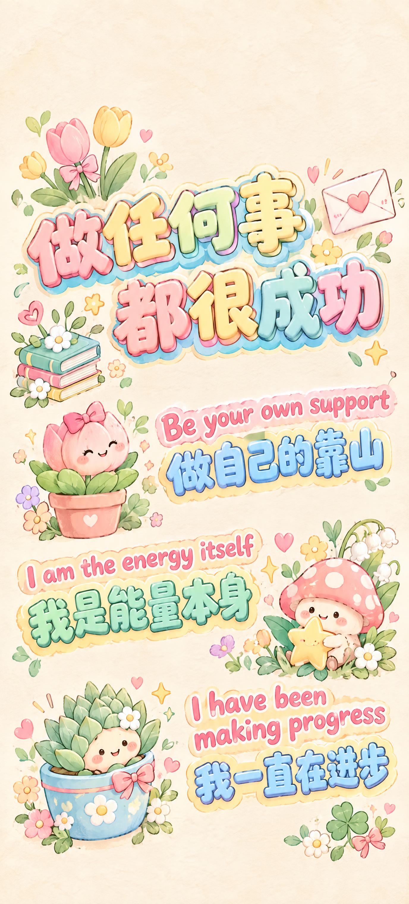 将这张图整体重绘为软萌治愈风植物花卉主题，要求：1. 所有文字… - 图片创意预览