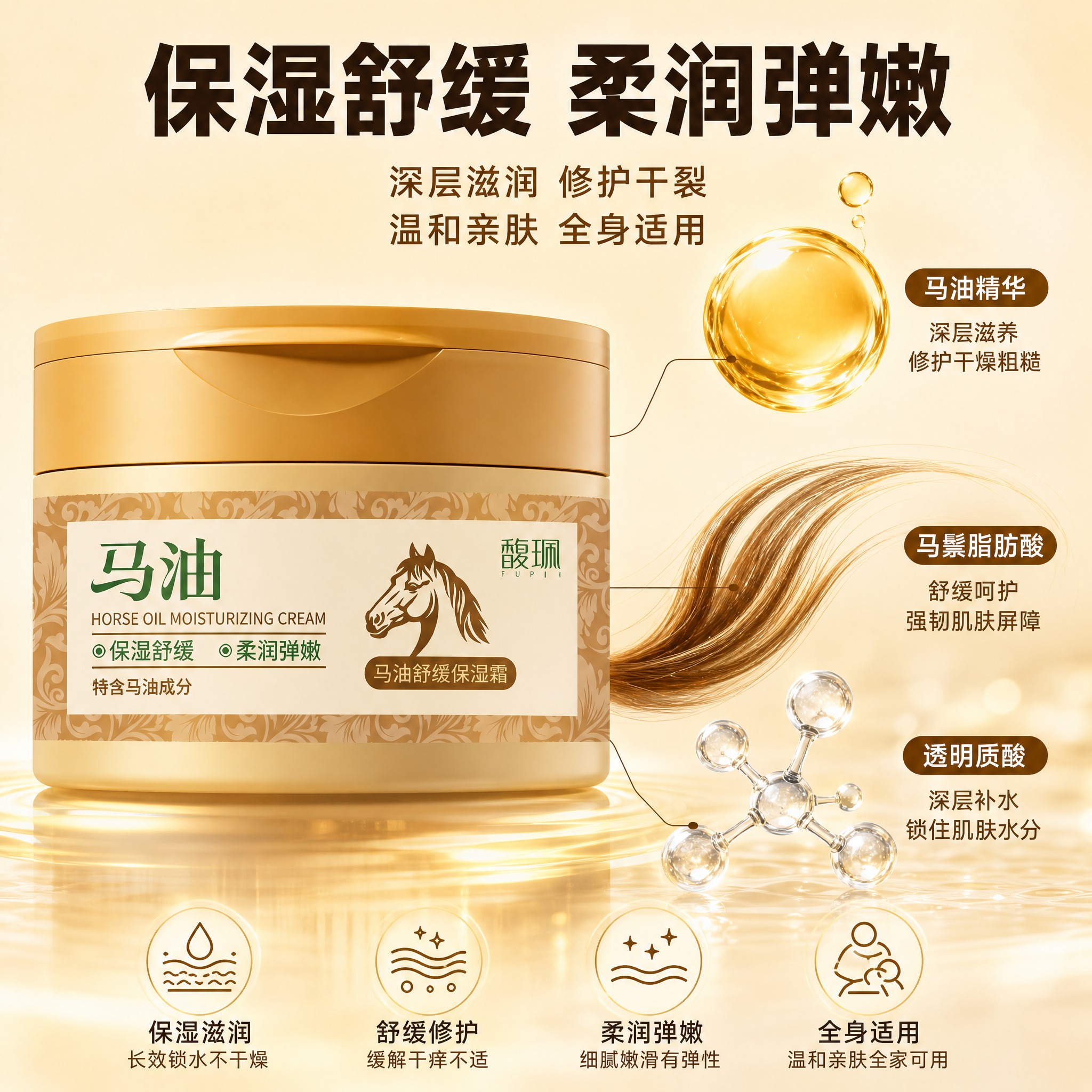 [主图-2] 馥珮马油舒缓保湿霜 核心功效成分解析 突出马油成… - 图片创意预览