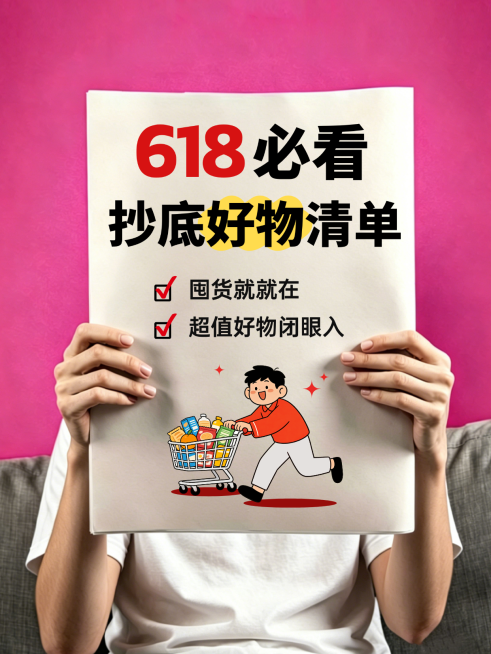 618购物推荐清单分享大字风小红书封面预览效果