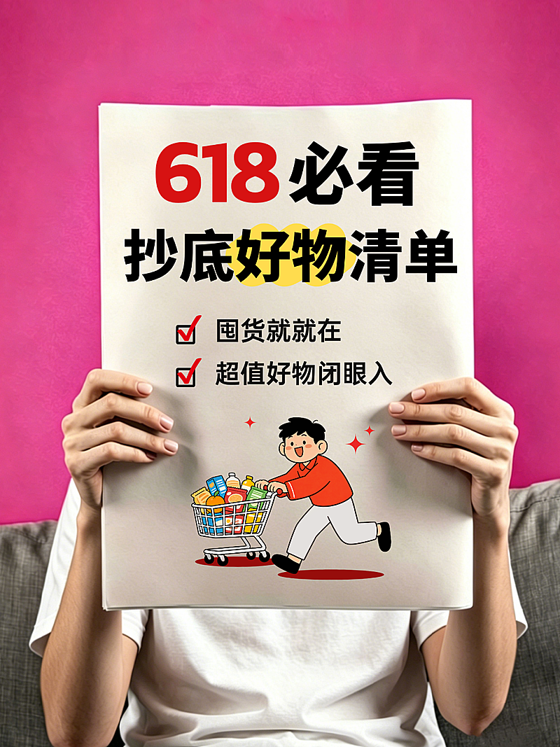 618购物推荐清单分享大字风小红书封面