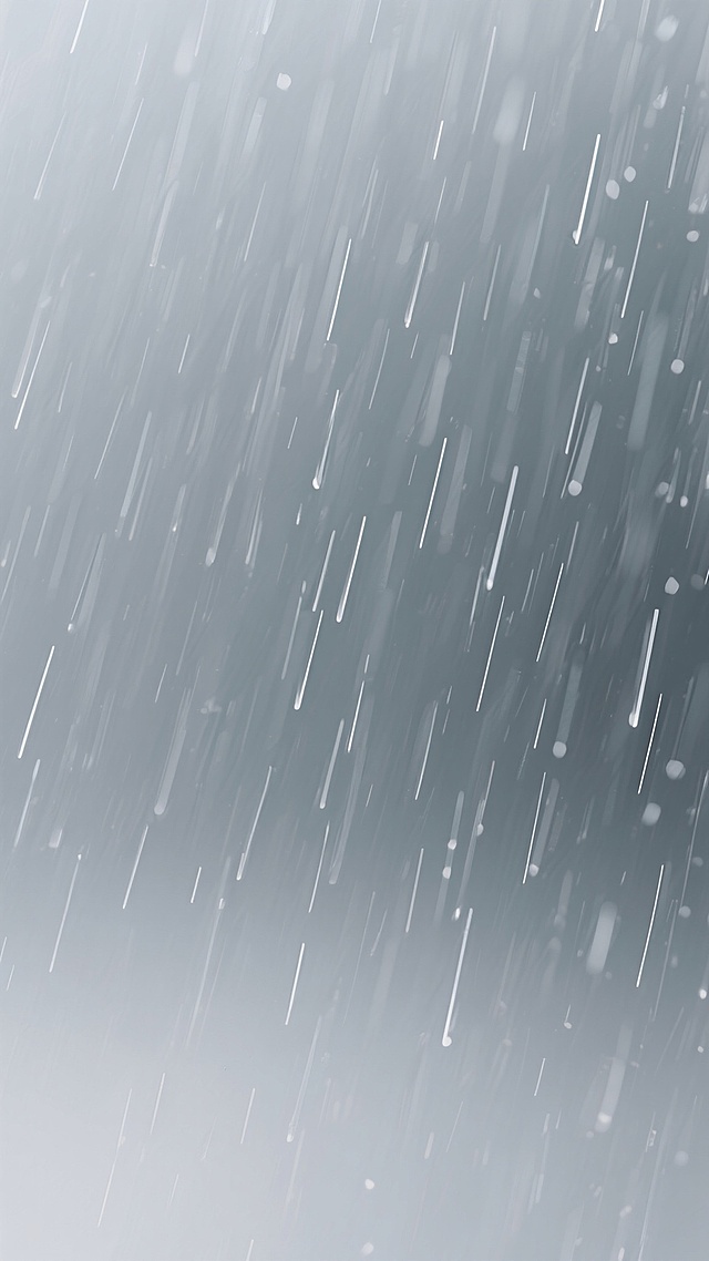 灰色渐变背景，大量细长白色雨丝以自然随机的角度密集下落，雨线边缘略微模糊，整体呈现出简洁、干净、通透的视觉效果，无任何多余元素，适合作为背景素材使用的雨天场景。