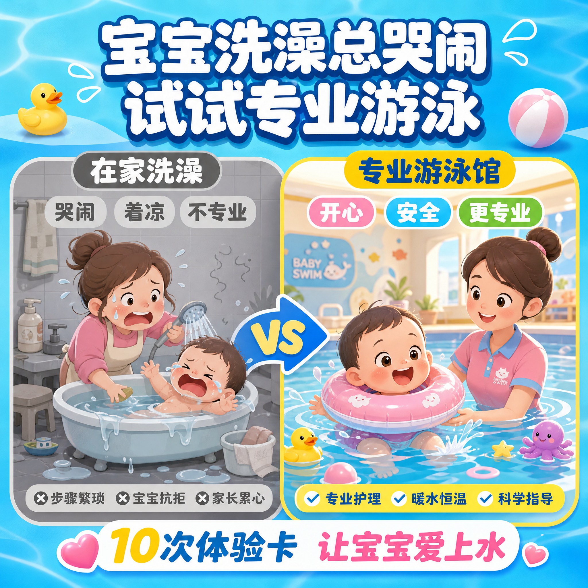 [主图-2] 痛点与目标场景激发兴趣。对比宝宝在家洗澡难哭闹… - 图片创意预览