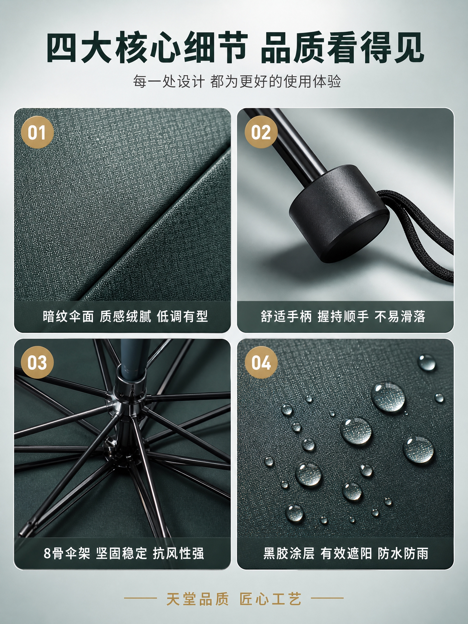 [商品] 使用【图2】天堂牌墨绿色暗纹三折晴雨伞；保留伞面暗纹… - 图片创意预览