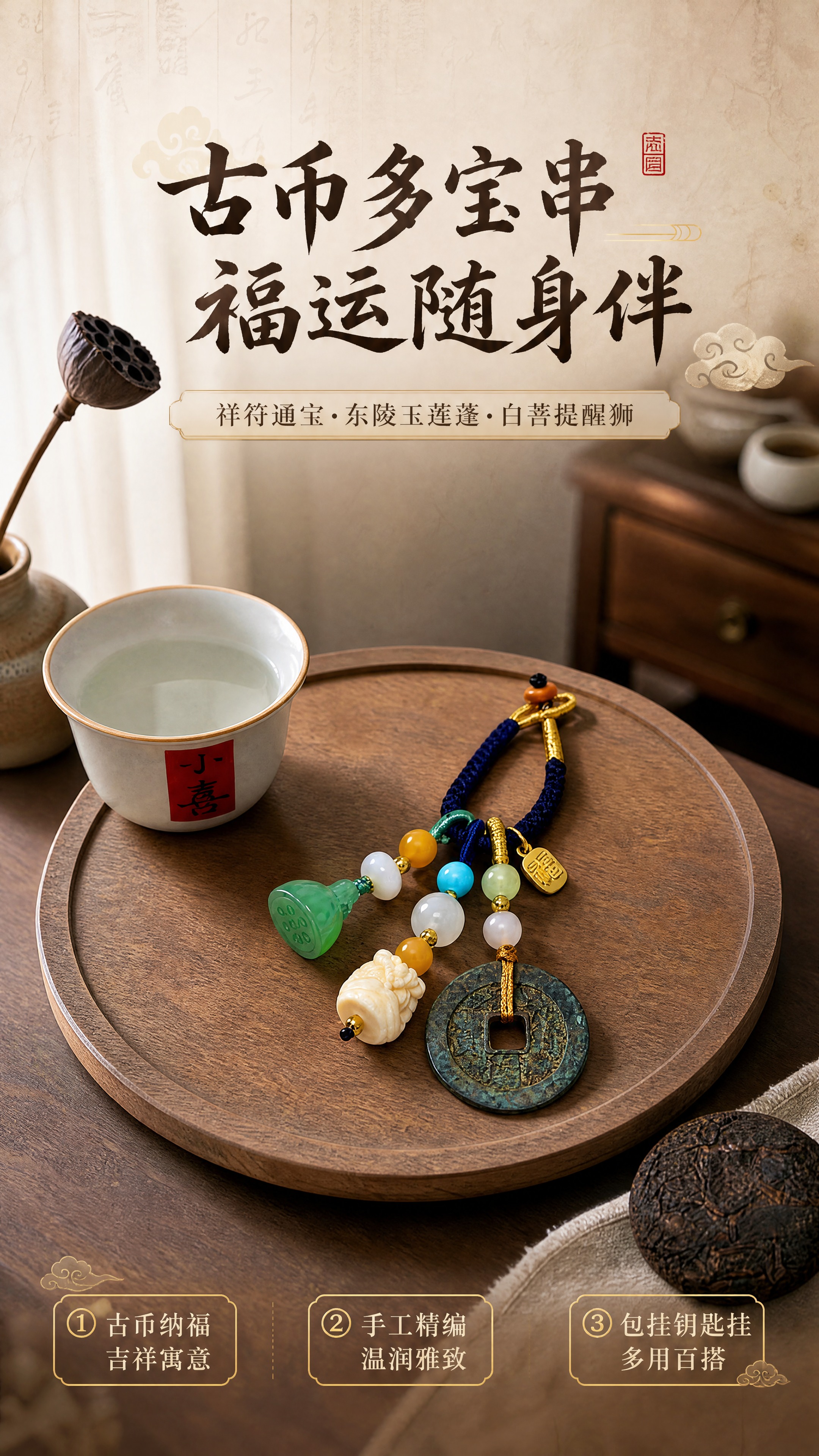[商品] 使用【图1】祥符通宝古币多宝串挂饰；保留完整结构：藏… - 图片创意预览