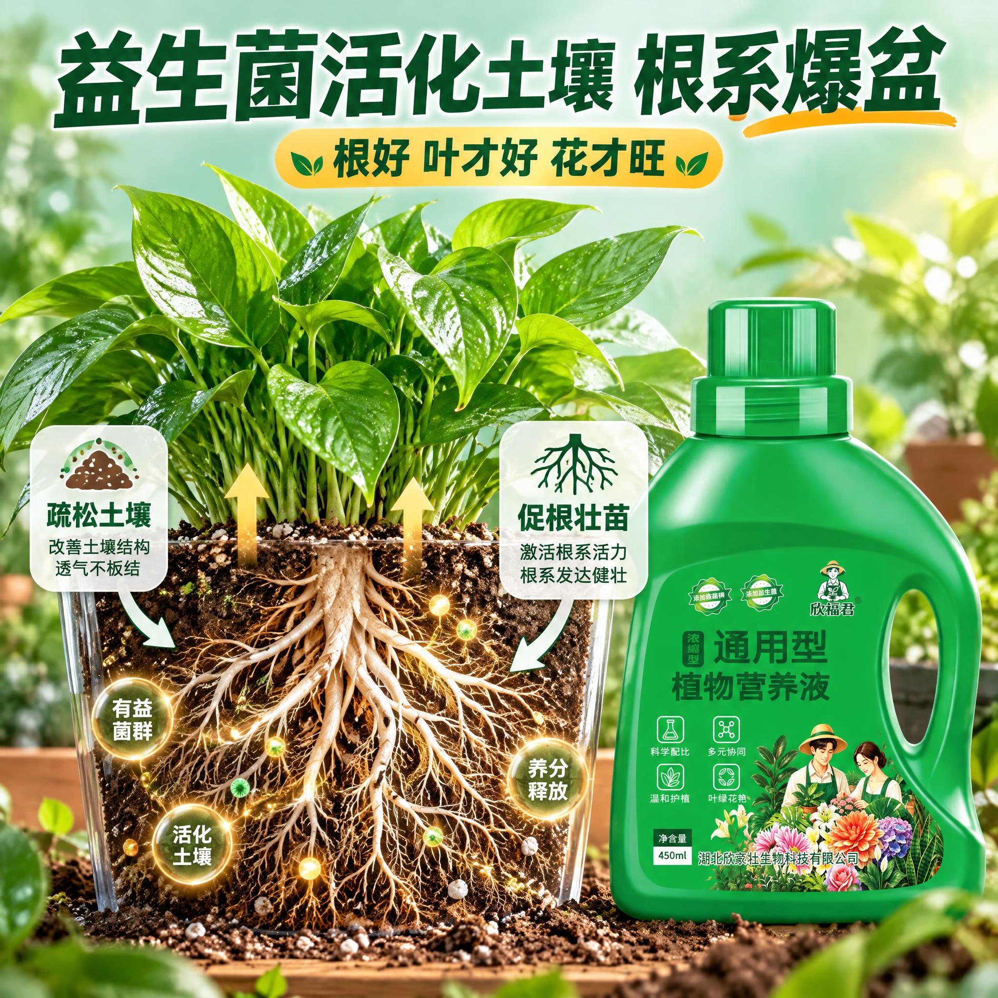 [主图-13] 欣福君通用型植物营养液 土壤活化根系发达卖点图… - 图片创意预览