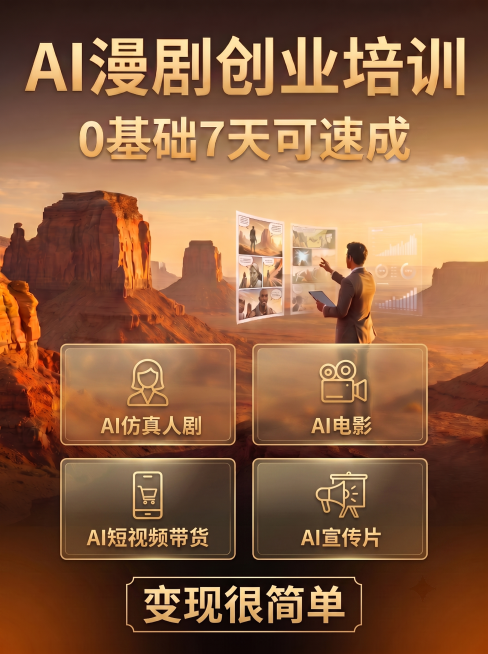「图片1」“AI仿真人剧、AI电影、AI短视频带货、AI宣传片”这些做点简单的设计，不要这么简单预览效果