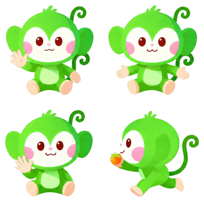 根据图片猴子形象，生成猴子摆手表示没有的动作，预览效果