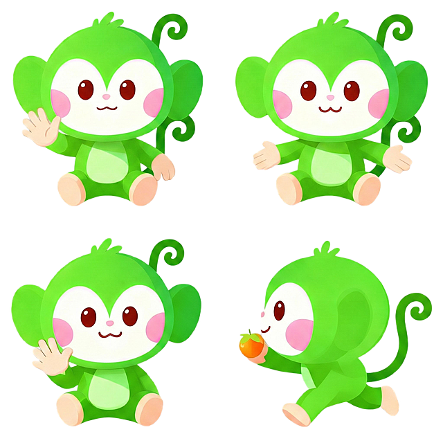 根据图片猴子形象，生成猴子摆手表示没有的动作，