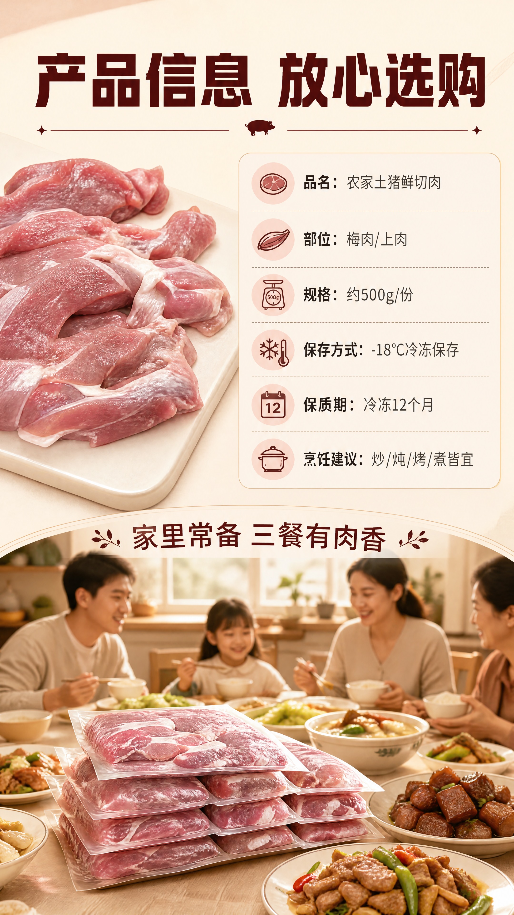 [商品] 使用【图1】生鲜猪肉，保留肉的颜色与纹理；画面左侧展… - 图片创意预览