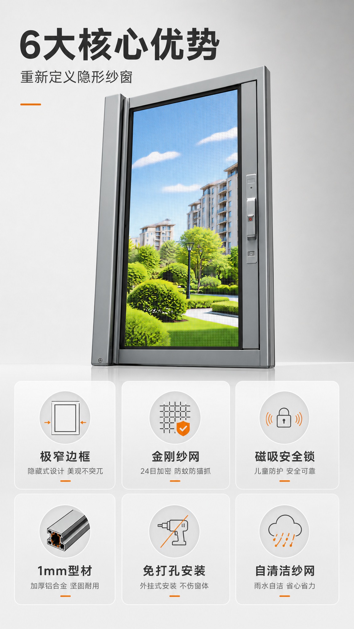 [商品] 使用【图1】极窄金刚网回卷纱窗（金属氟碳灰色）作为主… - 图片创意预览