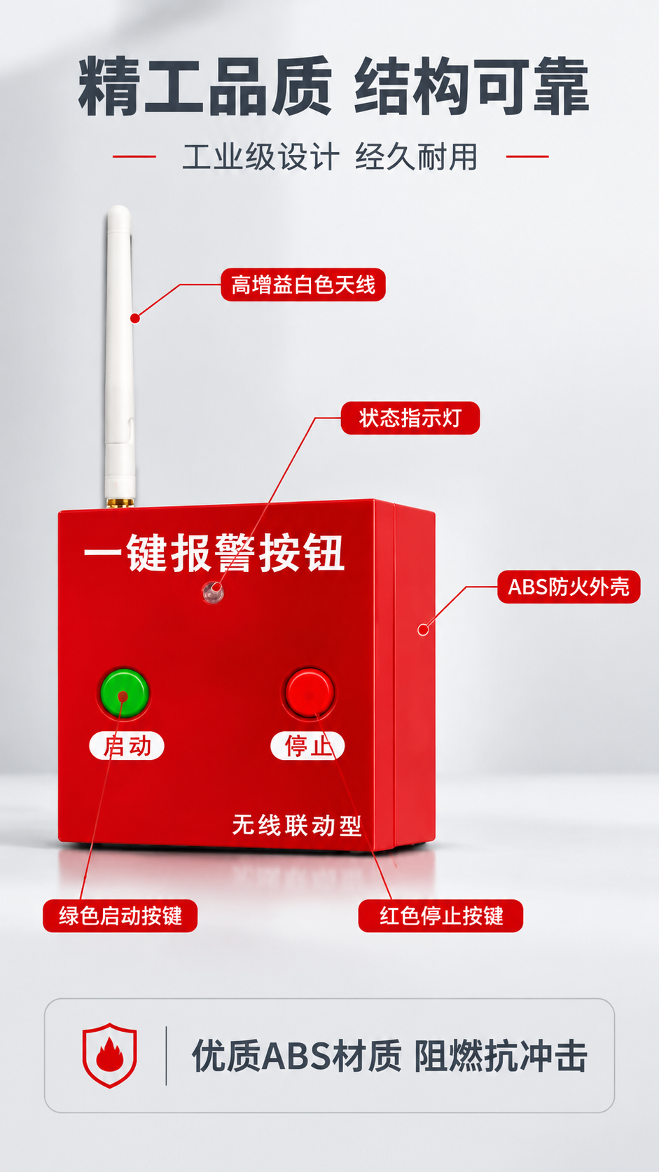 [商品] 使用【图1】红色无线启停按钮；保留红色方形外壳、白色… - 图片创意预览