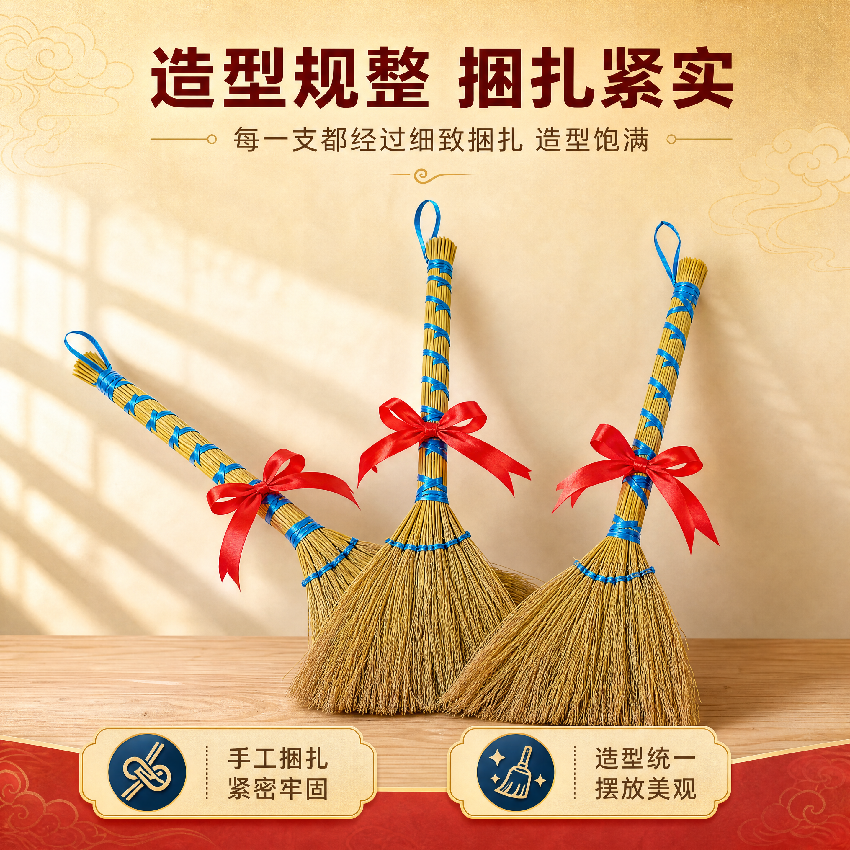 [商品] 使用【图3】【图4】糯稻草蓝绳捆扫把配红绳；保留每支… - 图片创意预览