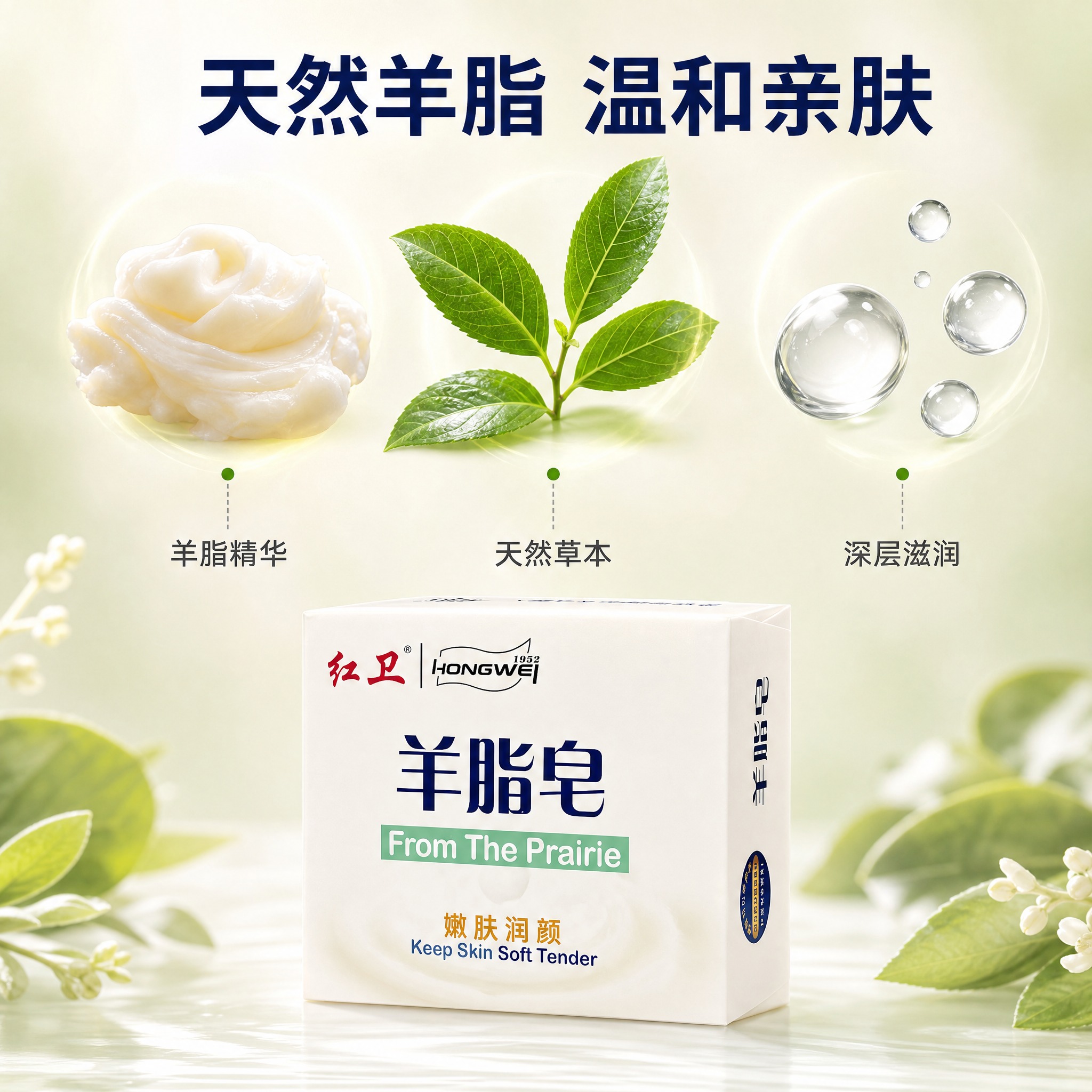 [主图-2] 核心功效成分解析，展示羊脂皂的天然成分与嫩肤功效… - 图片创意预览