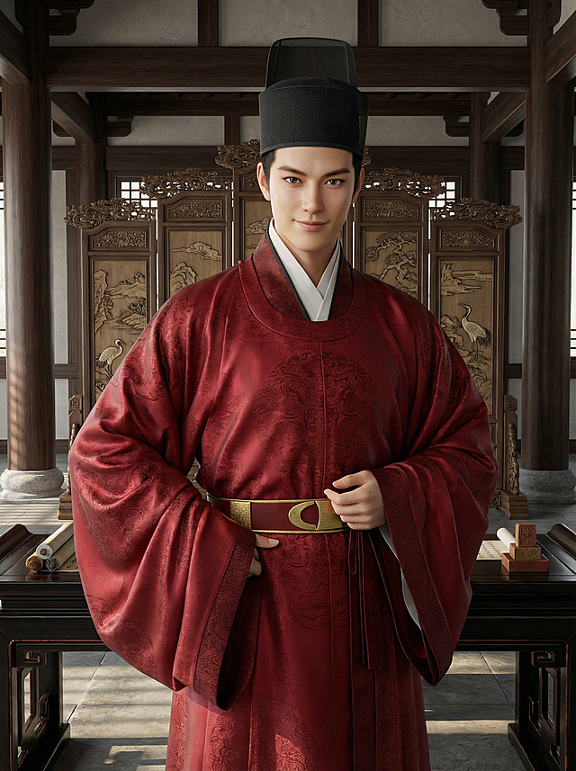 请将图片渲染成高清彩色立体图，背景采用宋代官府大厅。