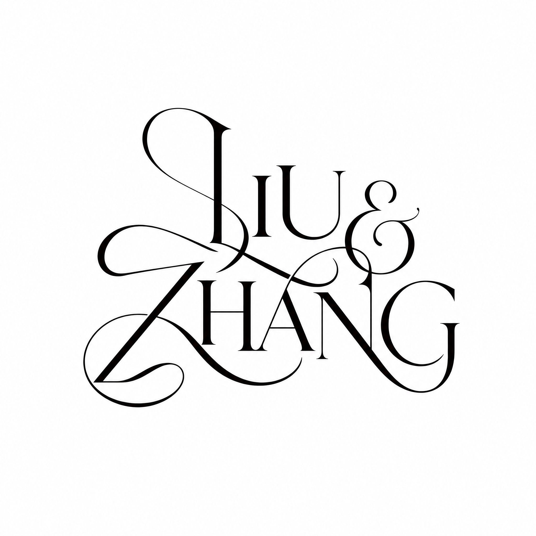 黑色字体，纯白色背景，干净的背景，创意衬线花体字体设计"LIU… - 图片创意预览