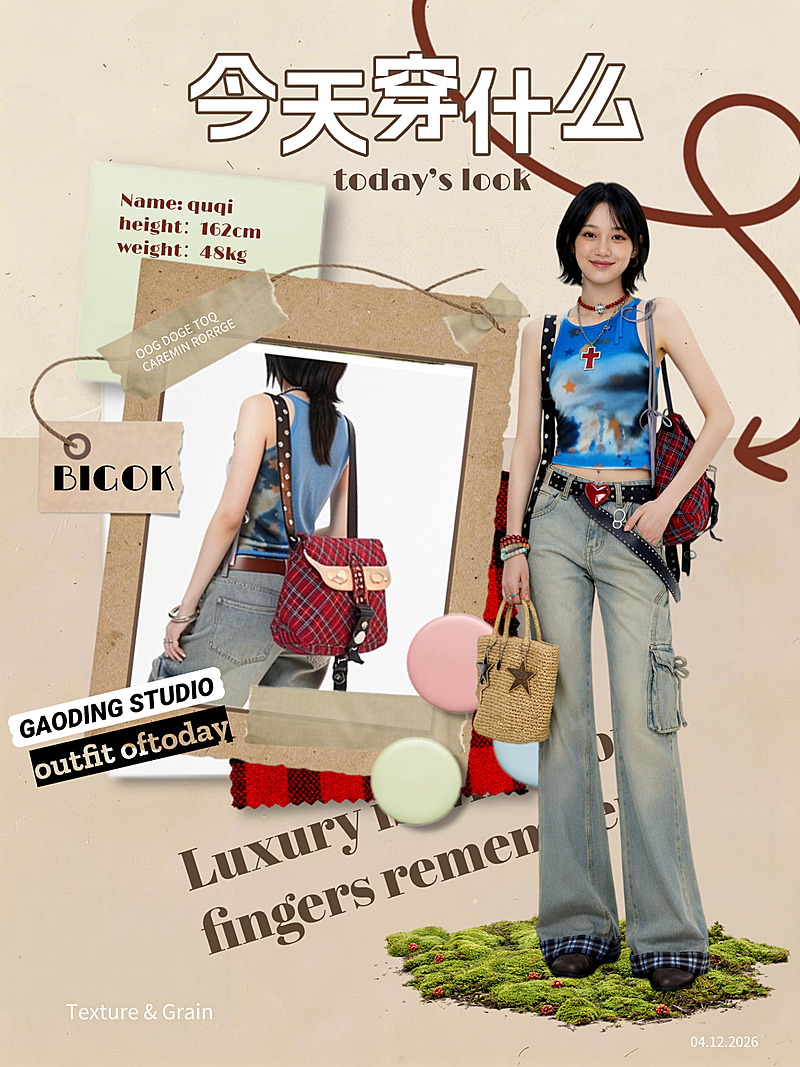 穿搭攻略模版简约拼贴风小红书封面