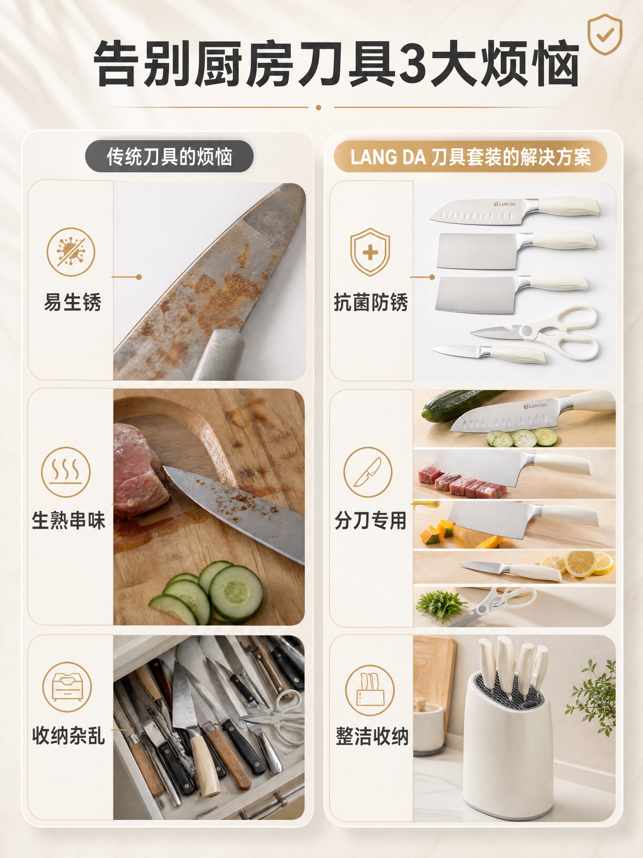 [商品] 使用【图7】LANG DA白色手柄刀具套装（刀座+多… - 图片创意预览