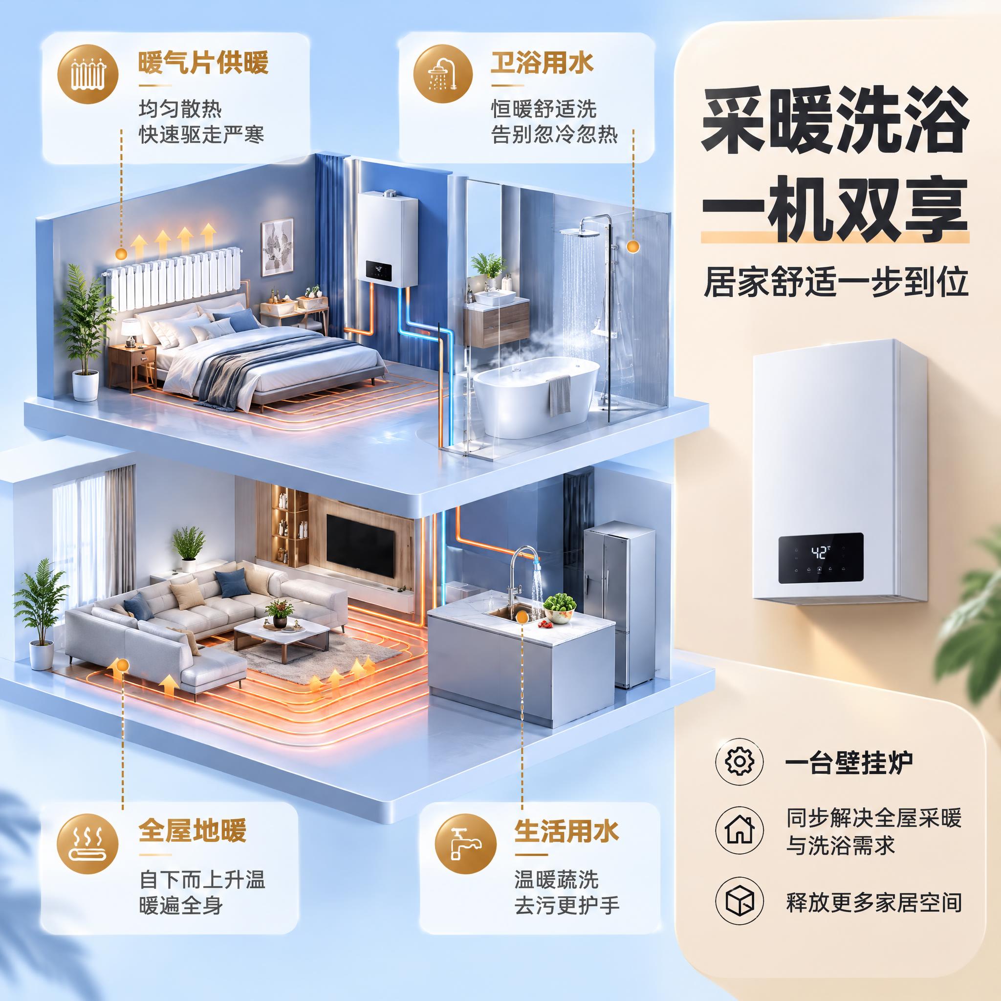 [商品] 使用【图8】采暖洗浴一机双享场景示意；保留壁挂炉采暖… - 图片创意预览
