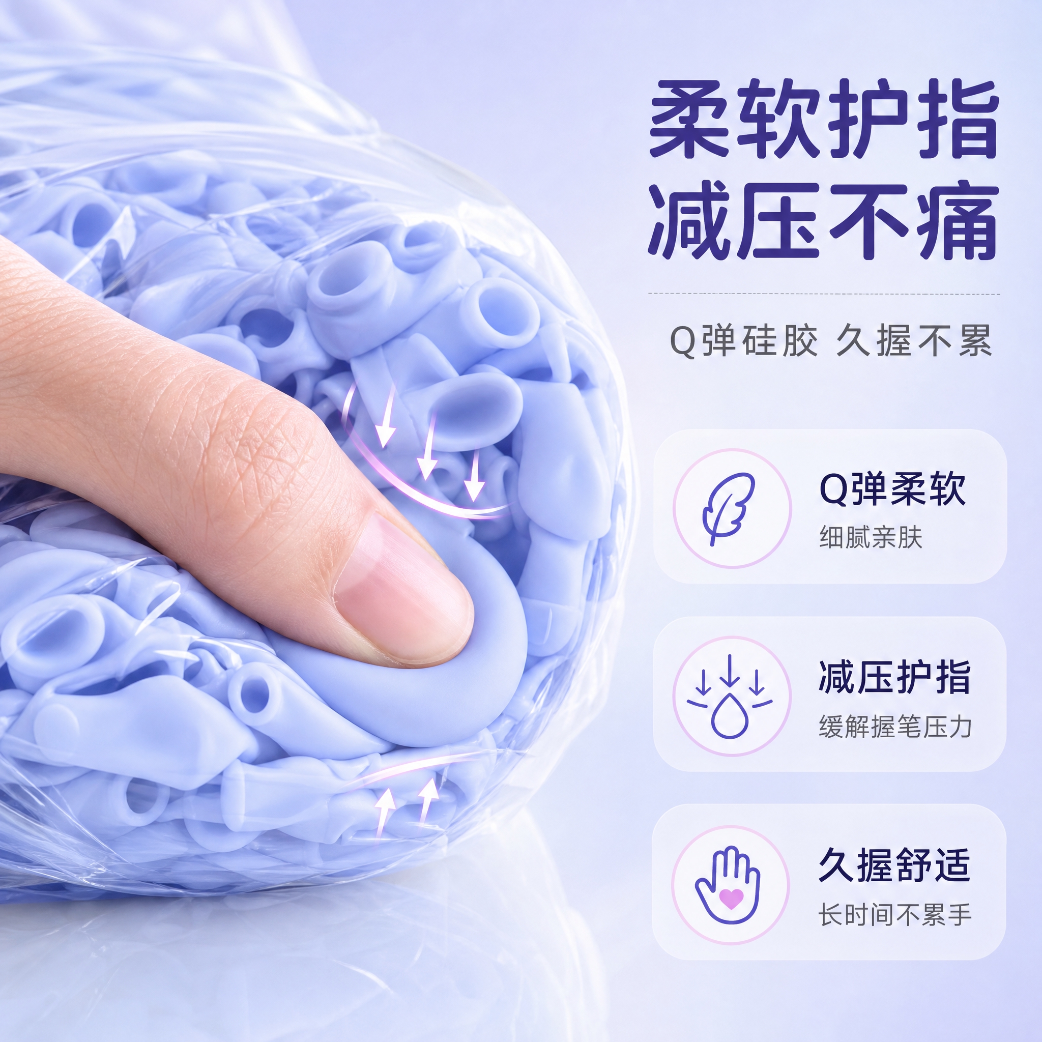 [主图-2] 核心亮点效果证明，突出柔软硅胶护指减压，用按压变… - 图片创意预览