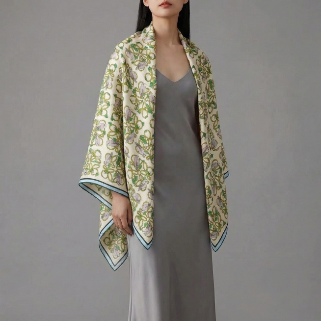 生成丝巾模版图 丝巾主体和我发的要一模一样 模版造型与模版造型图一致预览效果