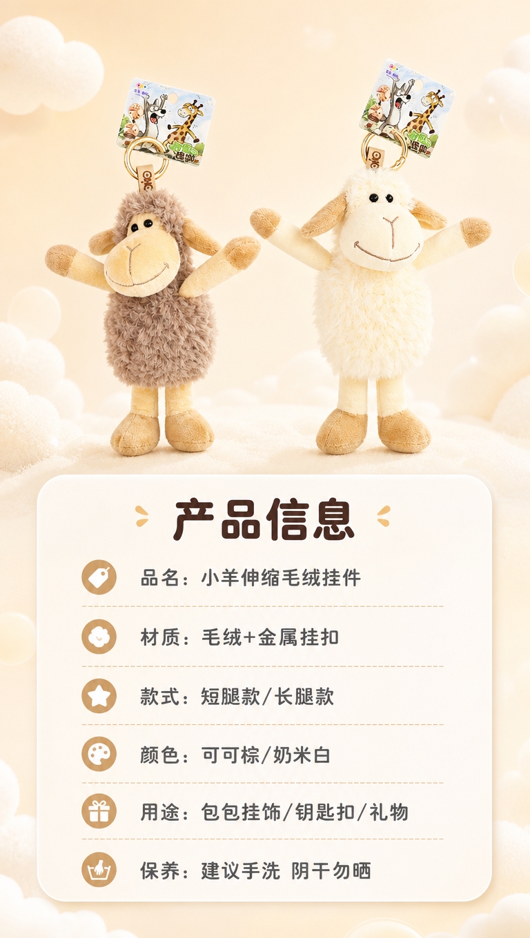 [商品] 使用【图1】短腿款棕色小羊和米白小羊；保留小羊造型、… - 图片创意预览