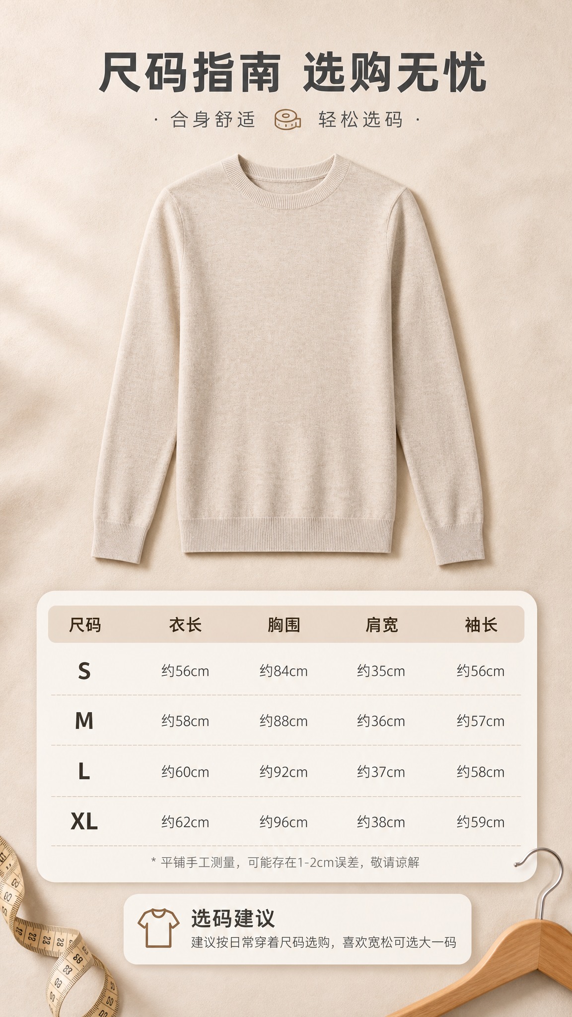 [商品] 使用【图1】燕麦米色圆领长袖针织衫；商品处理：保留圆… - 图片创意预览