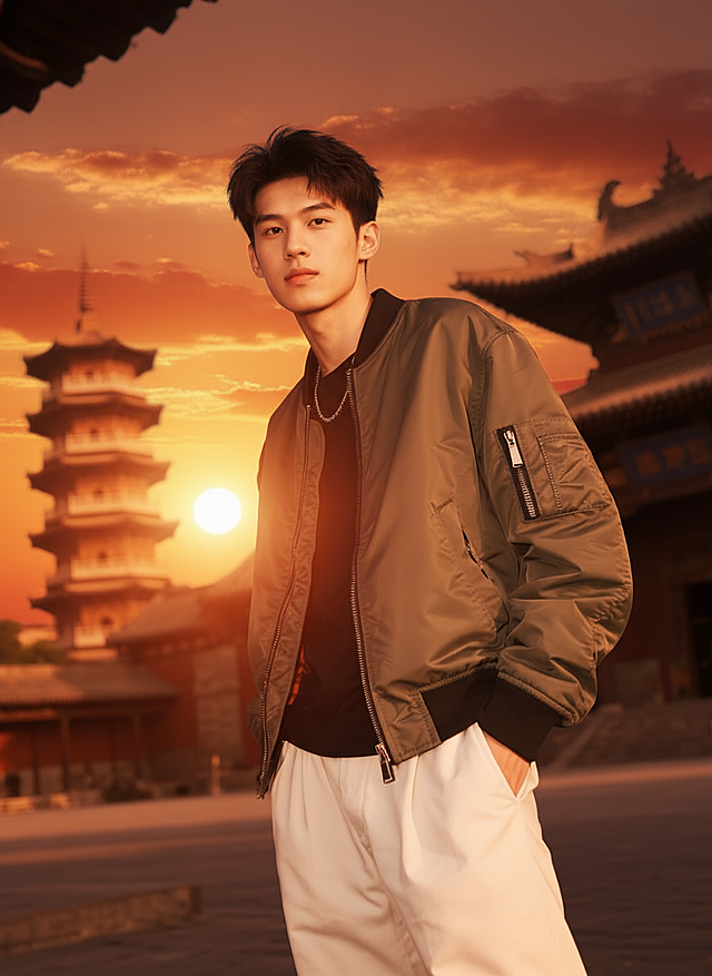 修改一下这张图，环境改成日落，自然的光线