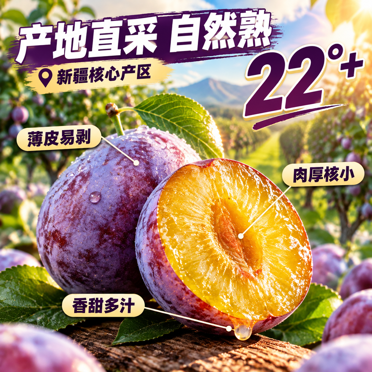 [主图-2] 新疆西梅核心亮点与产地溯源，突出产地优势与品质数… - 图片创意预览