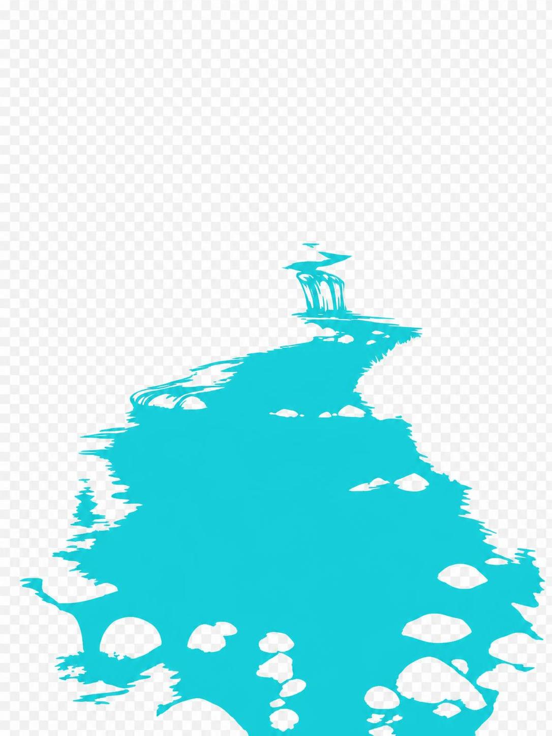 基于参考图，提取【河水】区域，生成一张纯色分色稿：所有河水水面… - 图片创意预览