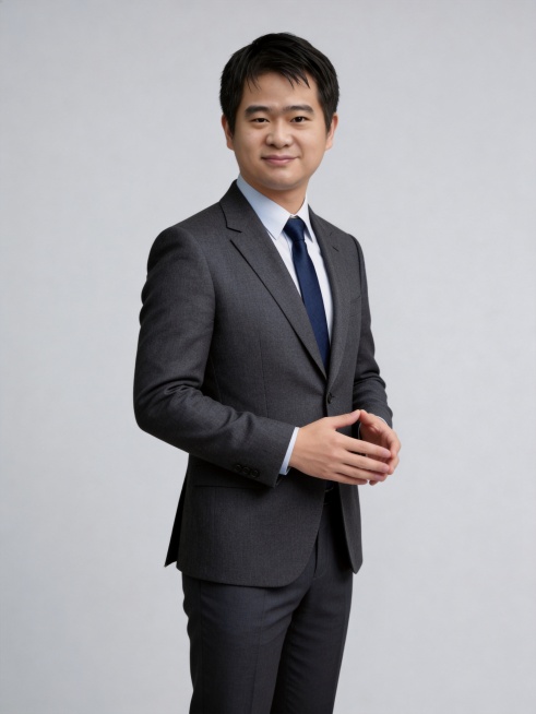 参考第一张图保留人物脸型､发型､年龄等特征生成职场形象照,参考第二张图人物占位和比例,标准焦段50mm,f/4光圈(f/2.8-f/4区间),平视视角(镜头与人物视线齐平);人物占画面70%,人物居中预览效果