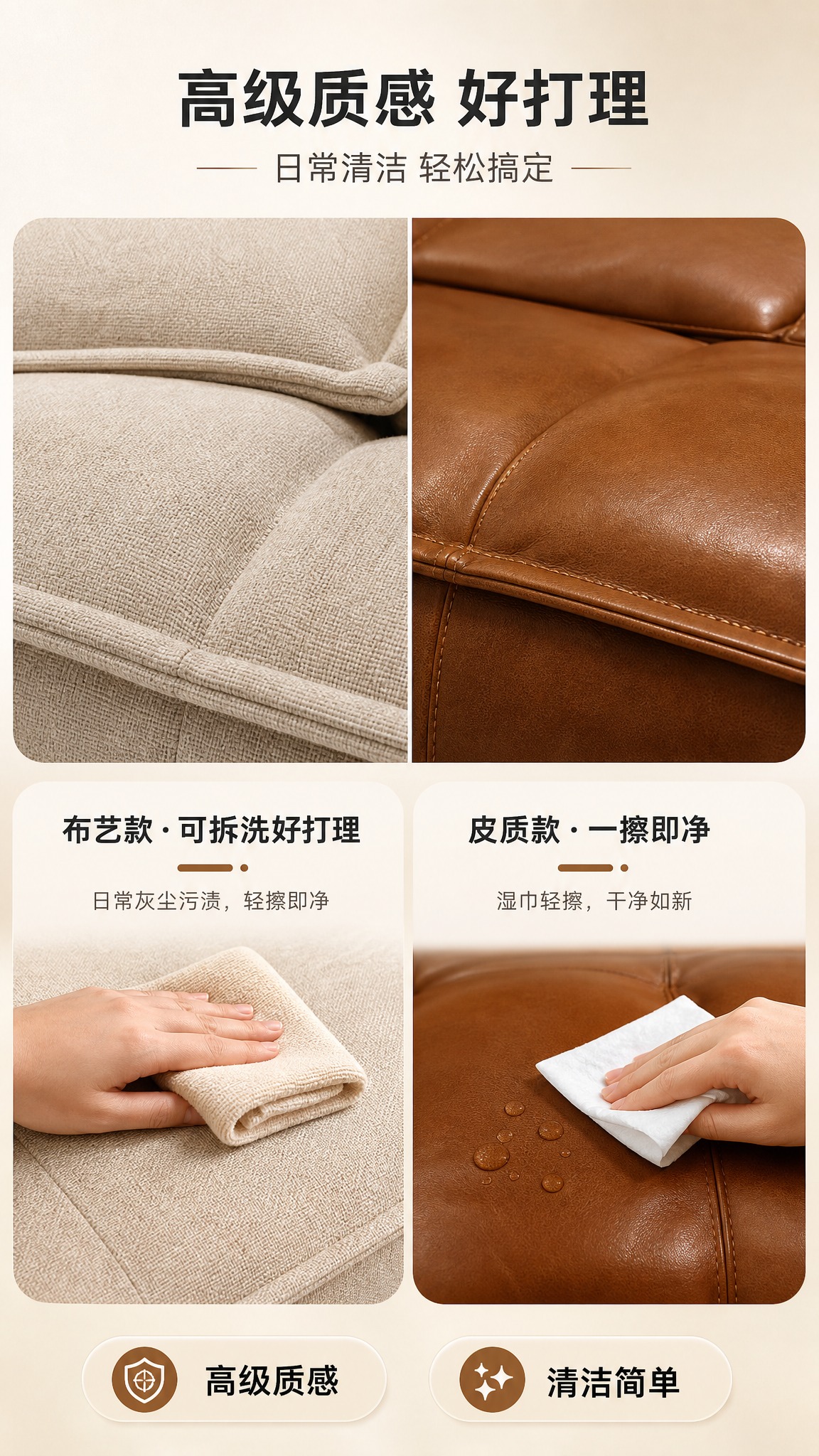 [商品] 使用【图1】沙发面料特写，左侧米白色亚麻布艺面料、右… - 图片创意预览
