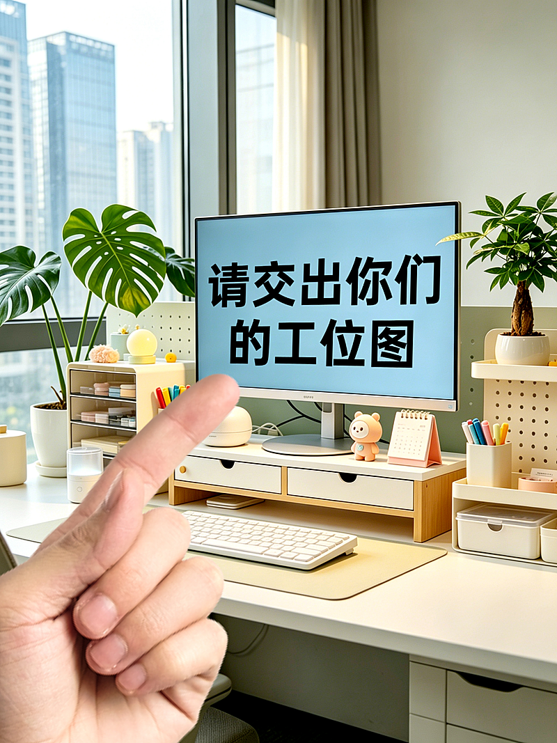 职场打工人工位分享大字实景风小红书封面