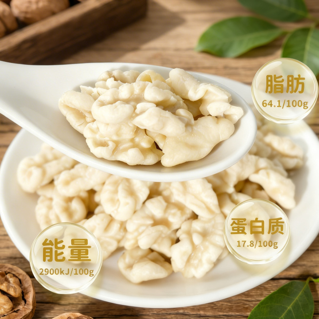 移除图片顶部的“精选云南深山核桃”和英文“walnut kernels”文字，保持其余所有内容、核桃仁、营养标签、背景和整体构图都不变，自然修复移除后的背景区域，不要留下修改痕迹，尺寸保持750x75预览效果
