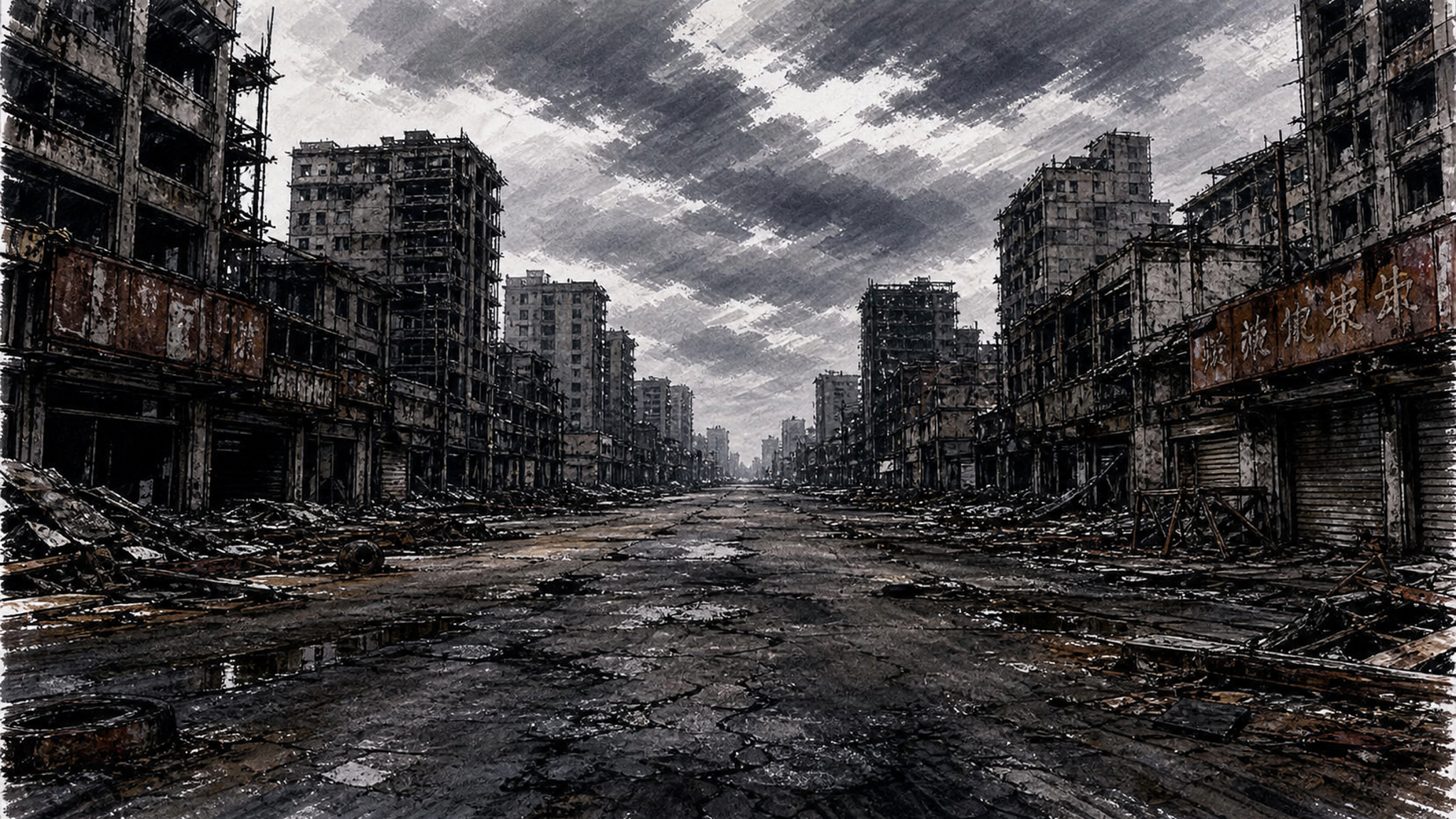 参考原图的末日废土风格、厚涂手绘笔触、灰暗破败的色调、废弃破损… - 图片创意预览