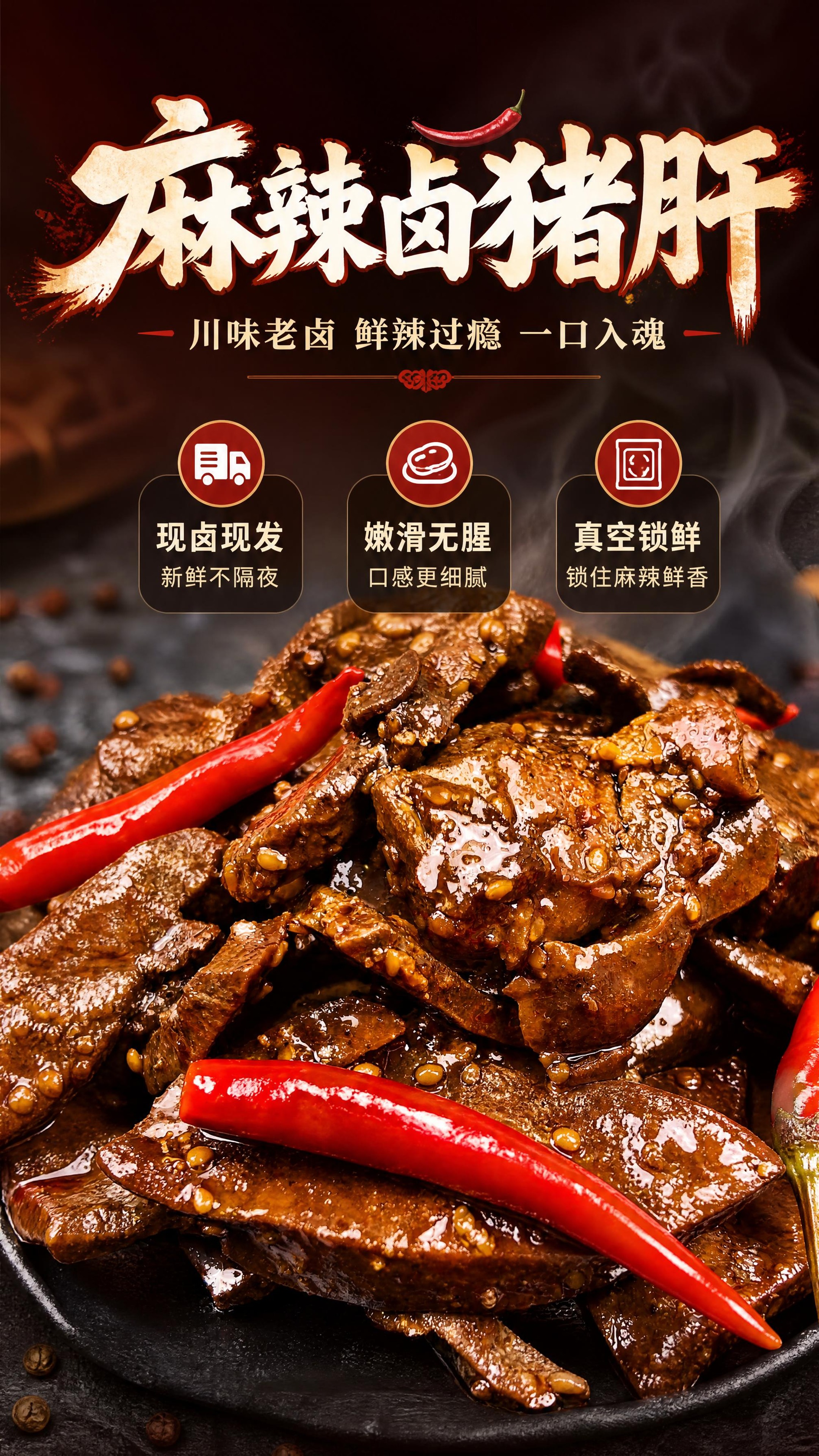[商品] 使用【图1】麻辣卤猪肝；保留猪肝切片形态、深棕红油色… - 图片创意预览